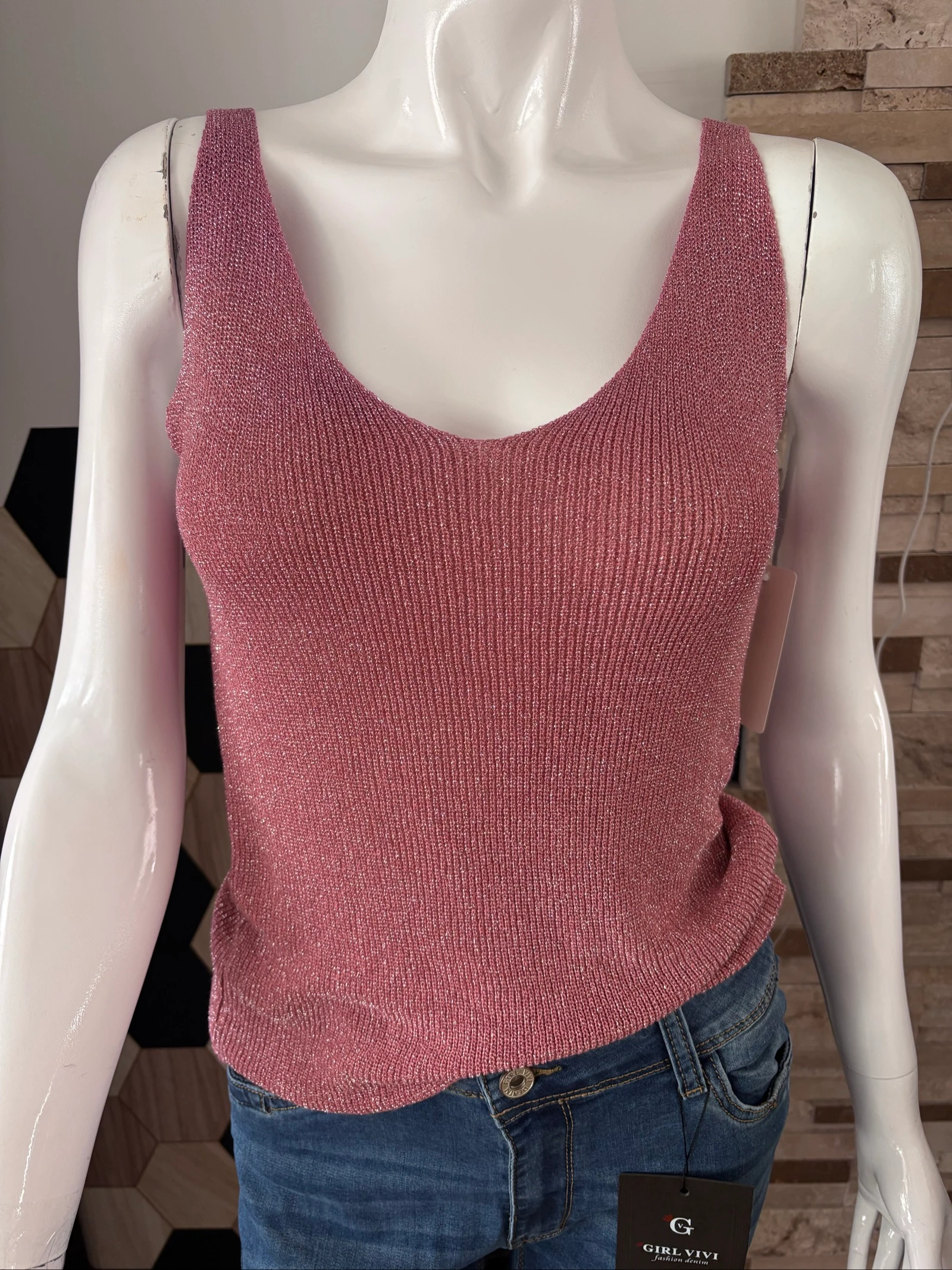 Débardeur lurex magenta